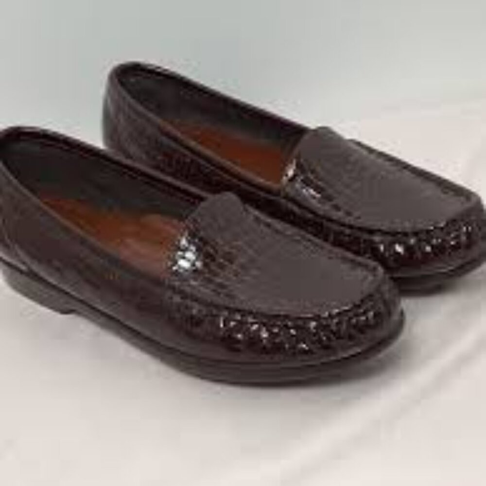 SAS Sz 7.5 M Shiny Brown Simplify Loafer Croc‎ Lightweight Slip On Moccasin - Picture 11 of 11